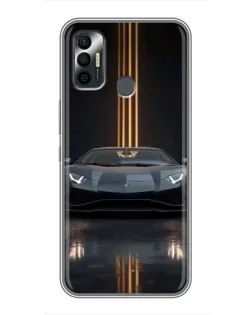 Чохол для TECNO Spark 7P з картинкою «Lamborghini золоті лінії»