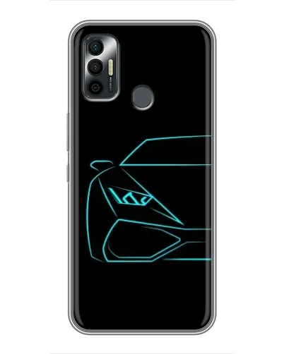 Чохол для TECNO Spark 7P з картинкою «Блакитний силует Lamborghini»