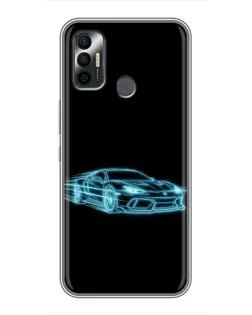 Чохол для TECNO Spark 7P з картинкою «Неоновий контур Lamborghini»