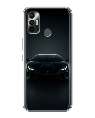 Чохол для TECNO Spark 7P з картинкою «Чорний Lamborghini Aventador»