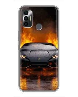 Чохол для TECNO Spark 7P з картинкою «Lamborghini у вогні»