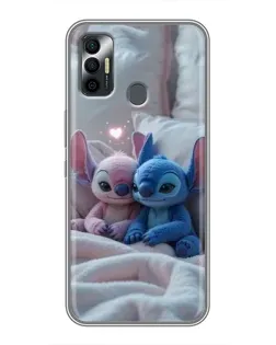Чехол для TECNO Spark 7P с картинкой «Плюшевые Стич Ангел»