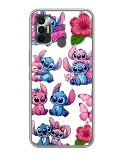 Чехол для TECNO Spark 7P с картинкой «Стикеры Stitch и Angel»