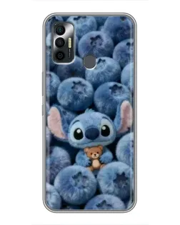 Чехол для TECNO Spark 7P с картинкой «Стич и голубика»