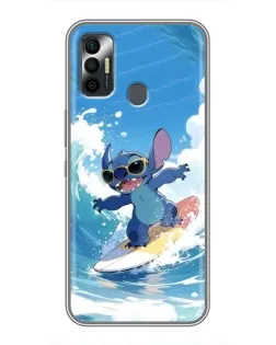 Чехол для TECNO Spark 7P с картинкой «Стич на волне»