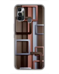 Чохол для TECNO Spark 7P з картинкою «Коричневі об'ємні квадрати» Чохол для TECNO Spark 7P з картинкою «Коричневі об'ємні квадрати»