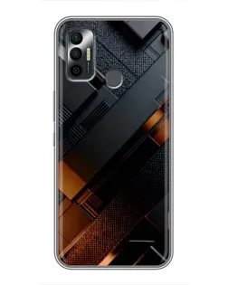 Чохол для TECNO Spark 7P з картинкою «Чорні геометричні блоки»