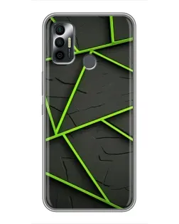 Чохол для TECNO Spark 7P з картинкою «Зелені геометричні лінії»