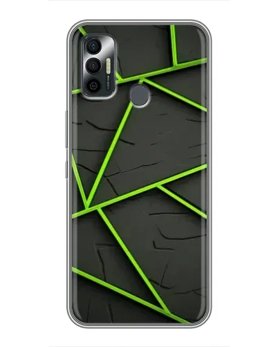 Чохол для TECNO Spark 7P з картинкою «Зелені геометричні лінії»