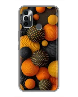 Чохол для TECNO Spark 7P з картинкою «Об'ємні помаранчеві сфери»