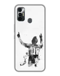 Чохол для TECNO Spark 7P з картинкою «Чорно-білий силует Мессі»