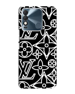 Чехол для TECNO Spark 8 с картинкой «Черно-белый узор LV»