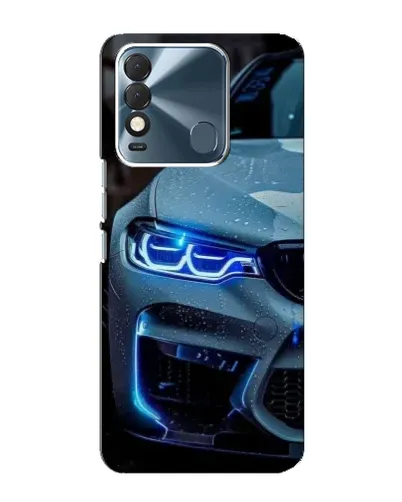 Чехол для TECNO Spark 8 с картинкой «Взгляд BMW с синими фарами»