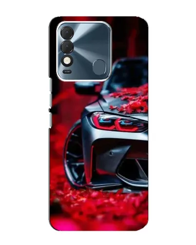 Чехол для TECNO Spark 8 с картинкой «Спортивная BMW и цветы»
