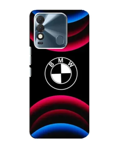 Чехол для TECNO Spark 8 с картинкой «Логотип BMW и неоновые дуги»
