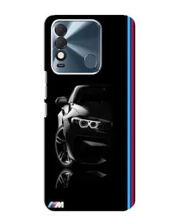 Чехол для TECNO Spark 8 с картинкой «Силуэт BMW в темноте»