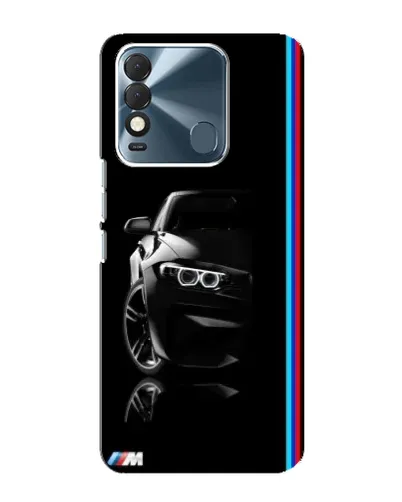 Чехол для TECNO Spark 8 с картинкой «Силуэт BMW в темноте»
