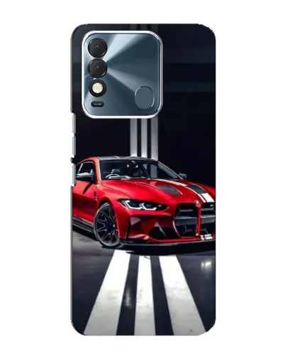 Чехол для TECNO Spark 8 с картинкой «Красная BMW на дороге»