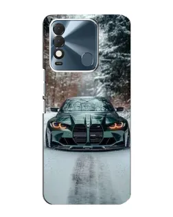 Чехол для TECNO Spark 8 с картинкой «BMW в зимнем лесу»