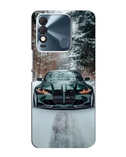 Чехол для TECNO Spark 8 с картинкой «BMW в зимнем лесу»