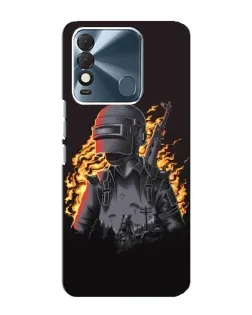 Чехол для TECNO Spark 8 с картинкой «PUBG — огненный силуэт»