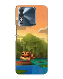 Чехол для TECNO Spark 8 с картинкой «Майнкрафт закат солнца»