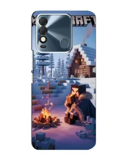 Чехол для TECNO Spark 8 с картинкой «Зимний Minecraft»