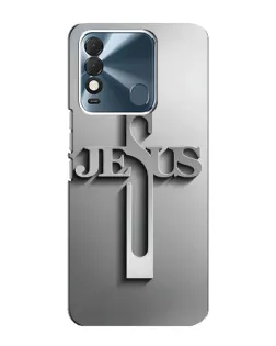 Чохол для TECNO Spark 8 з картинкою «Металевий хрест Jesus»