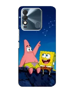 Чехол для TECNO Spark 8 с картинкой «Губка Боб и Патрик ночью»