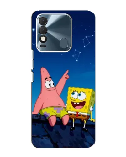 Чехол для TECNO Spark 8 с картинкой «Губка Боб и Патрик ночью»