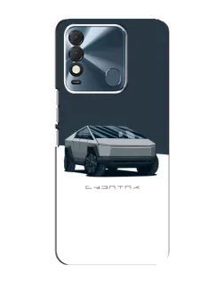 Чехол для TECNO Spark 8 с картинкой «Серебристый Cybertruck Tesla»