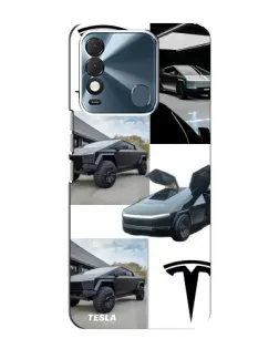 Чехол для TECNO Spark 8 с картинкой «Коллаж Cybertruck Tesla»