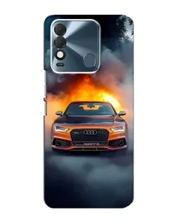 Чехол для TECNO Spark 8 с картинкой «Audi в огненном дыму»