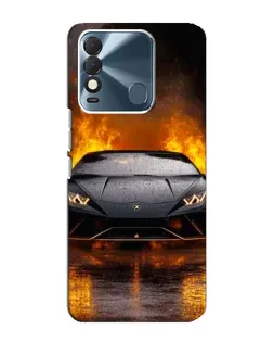 Чехол для TECNO Spark 8 с картинкой «Lamborghini в огне»