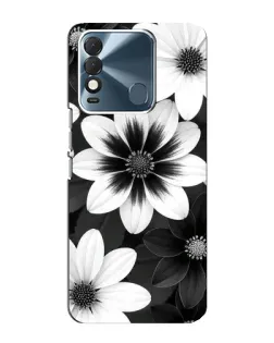 Чехол для TECNO Spark 8 с картинкой «Монохромные астры»