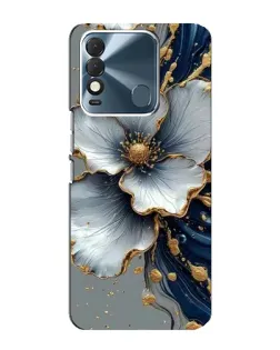 Чехол для TECNO Spark 8 с картинкой «Белый цветок и золотой флюид»
