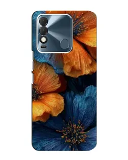 Чехол для TECNO Spark 8 с картинкой «Яркая сине-оранжевая флора»