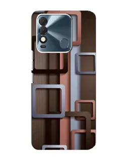 Чехол для TECNO Spark 8 с картинкой «Коричневые объемные квадраты»