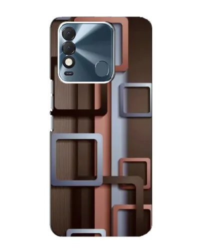 Чехол для TECNO Spark 8 с картинкой «Коричневые объемные квадраты»