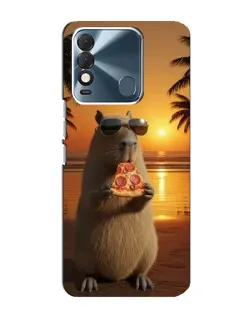 Чехол для TECNO Spark 8 с картинкой «Капибара с пиццей»