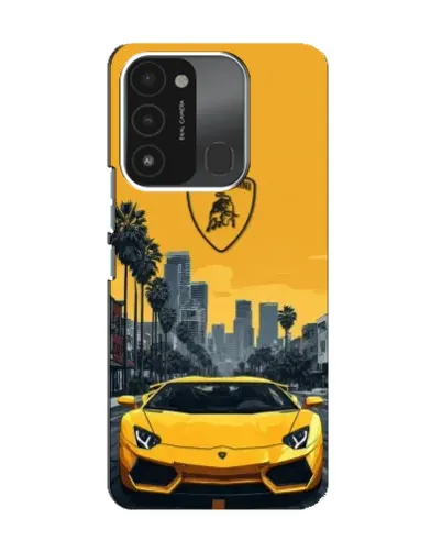 Чохол для TECNO Spark 8C з картинкою «Жовтий Lamborghini місто»