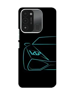 Чохол для TECNO Spark 8C з картинкою «Блакитний силует Lamborghini»