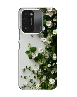 Чехол для TECNO Spark 8C с картинкой «Ветка мелких белых цветов»