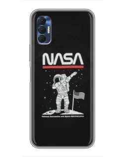 Чохол для TECNO Spark 8P з картинкою «NASA — крокуємо по Місяцю»