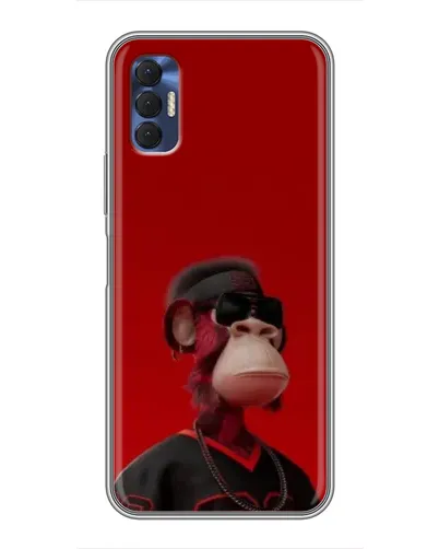 Чехол для TECNO Spark 8P с картинкой «Bored Ape в красном»