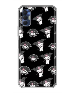 Чехол для TECNO Spark 8P с картинкой «Черный паттерн Kuromi»
