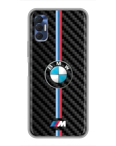 Чохол для TECNO Spark 8P з картинкою «Емблема BMW та карбон»