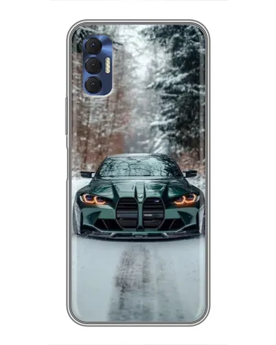 Чохол для TECNO Spark 8P з картинкою «BMW у зимовому лісі»