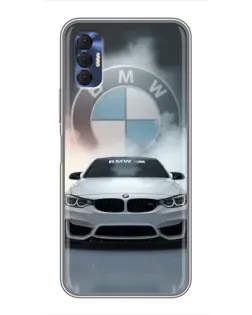 Чехол для TECNO Spark 8P с картинкой «BMW в белом дыму»
