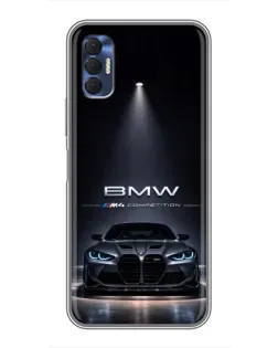Чехол для TECNO Spark 8P с картинкой «BMW сквозь ночной город»